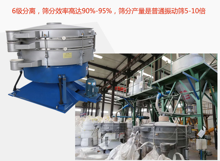 搖擺篩采用6級分離，篩分效率高達90%-95%，篩分產(chǎn)量是普通振動篩5-10倍