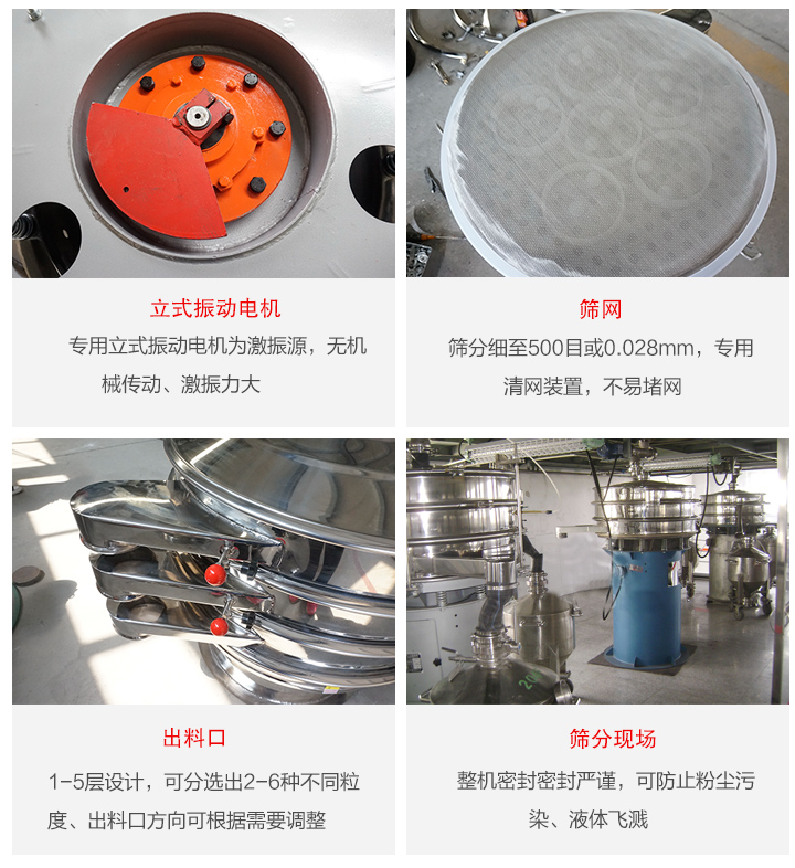 旋振篩定制化有：移動，加緣，閘門等多種形式選擇。子母設(shè)計透網(wǎng)率高，換網(wǎng)方便。
