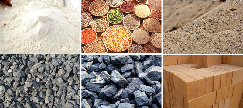 風(fēng)冷式直線振動(dòng)篩可篩分物料有：耐火材料，糧食，沙土，石子等。