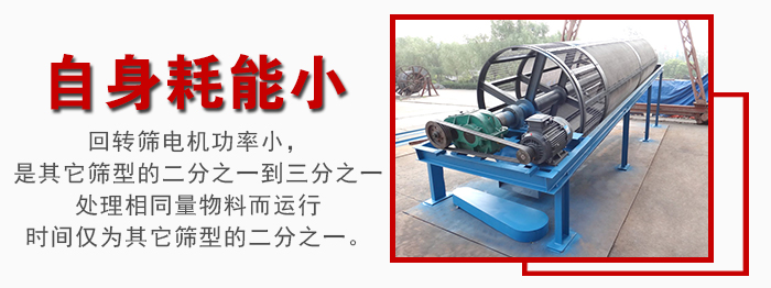 滾筒篩耗能小，使用壽命長(zhǎng)，維修方便