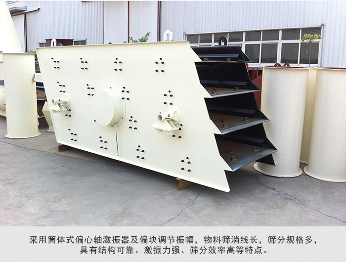 圓振動(dòng)篩 采用筒體式偏心軸激振器及偏心塊調(diào)節(jié)振幅。