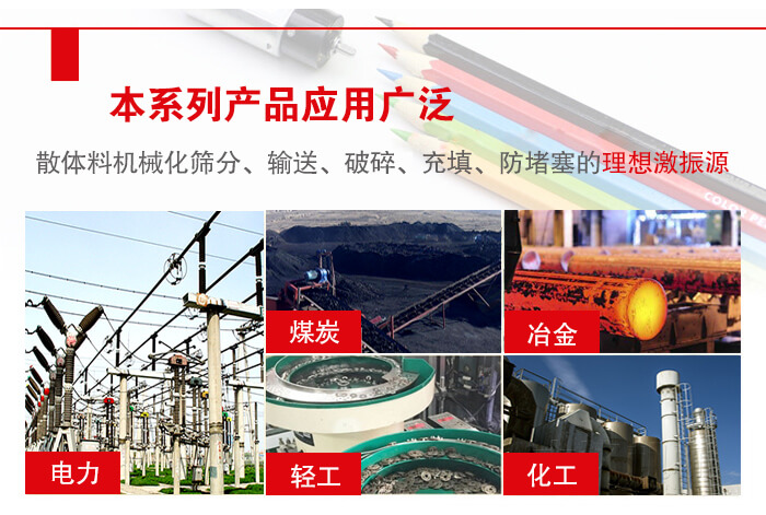 yzs振動(dòng)電機(jī)多用于物料的篩分，輸送（短距離），破碎，充填等作用。